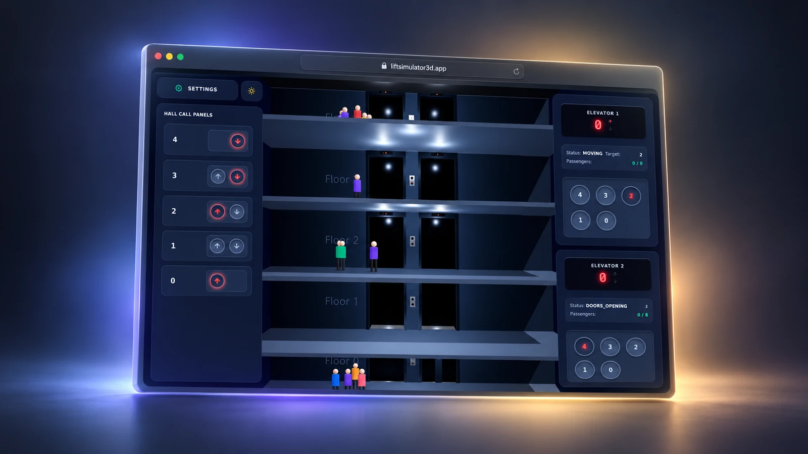 Lift Simulator 3D: Multi-Elevator Dispatch Simulation preview